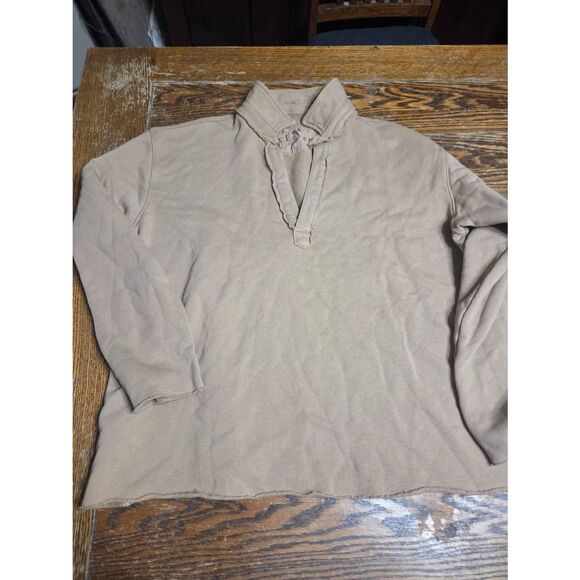 Frank & Eileen Patrick Popover Henley Triple Fleece Top In Camel Sz XL - Picture 2 of 7